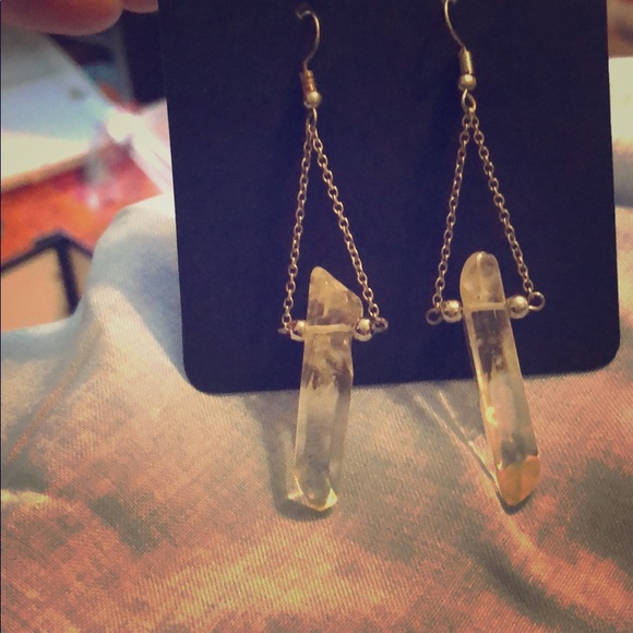 Crystal Quartz Dangle Silver Earrings